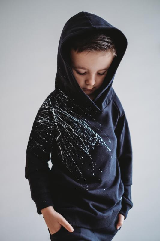 Dětská mikina s kapucí černá stříkaná