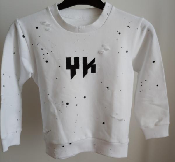 Mikina dámská bílá potrhaná stříkaná YK