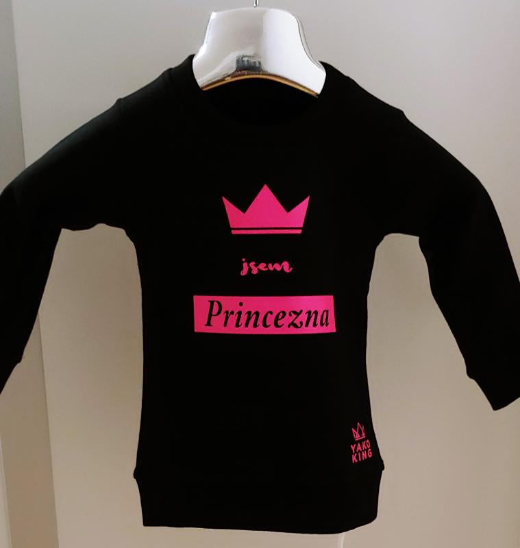 Dětská rostoucí mikina long JSEM PRINCEZNA různé barvy 1