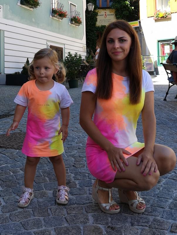 Letní šatičky COLOR Máma + Dcera možnost vlastní barvy i nápis 2