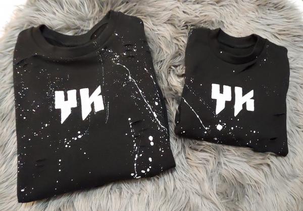 Mikina pánská černá potrhaná stříkaná YK 1