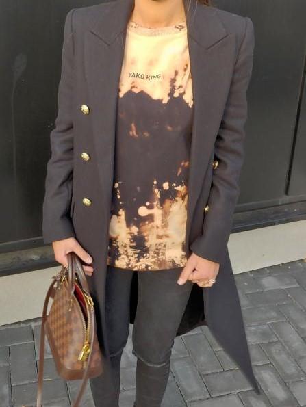 Dámská mikina long černá batika Tie Dye 2