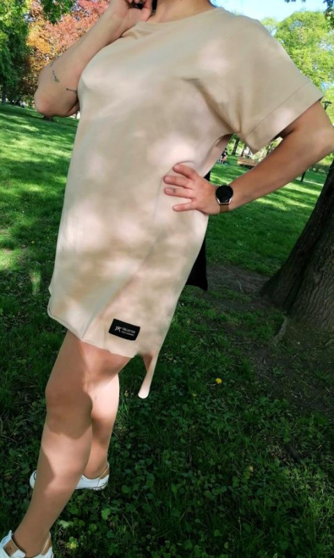Triko šaty oversize - 100% česká bavlna, 10 barev, ruční výroba
