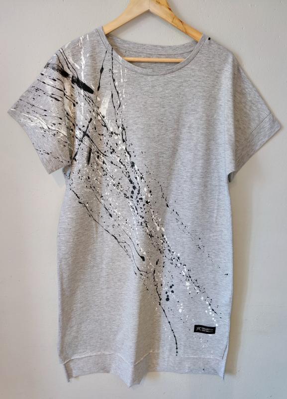 Triko šaty oversize - ručně stříkané, 10 barev, česká bavlna 5