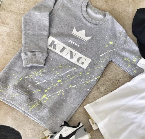 Dětská rostoucí mikina long JSEM KING Stříkaná Custom různé barvy