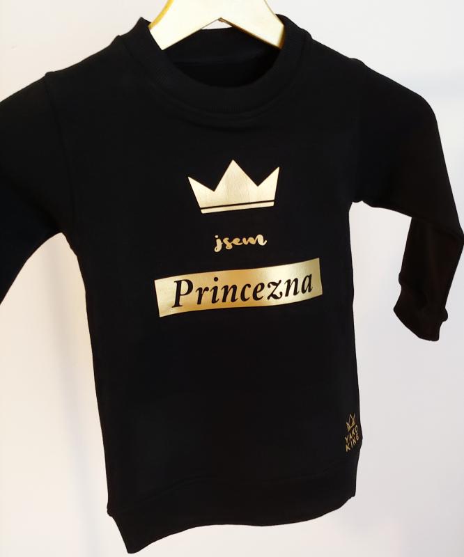 Dětská rostoucí mikina long JSEM PRINCEZNA různé barvy