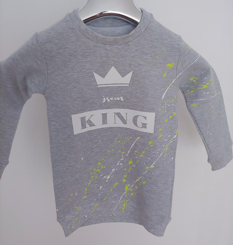 Dětská rostoucí mikina long JSEM KING Stříkaná Custom různé barvy 2