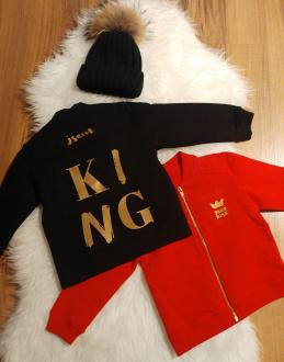 Černý mikinový bomber JSEM KING Možno vlastní nápis 3