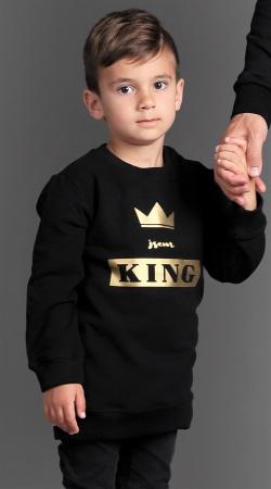 Černá rostoucí mikina long JSEM KING ZLATÁ