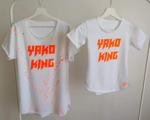 Bílé dětské prodloužené triko YAKO KING Vlastní barva potisku 1